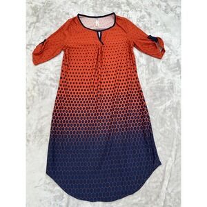 PerCeption Concept Dress Women's Size Small Blue to Orange Fade 1/2 Sleeve EUC